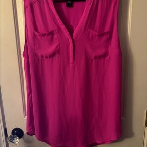 torrid Fuchsia V-Neck Sleeveless Pocket Tank